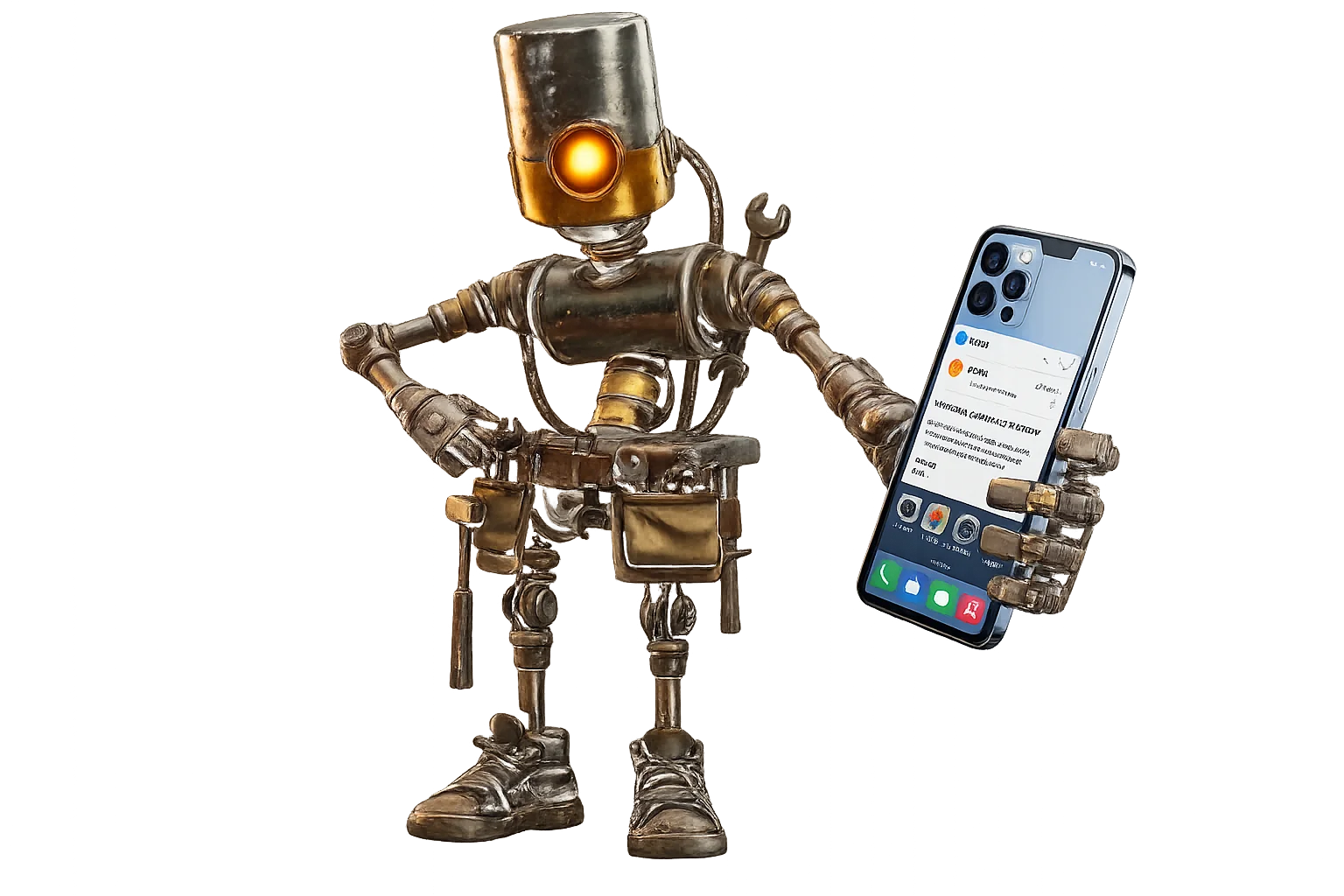 Robot holding a cell phone