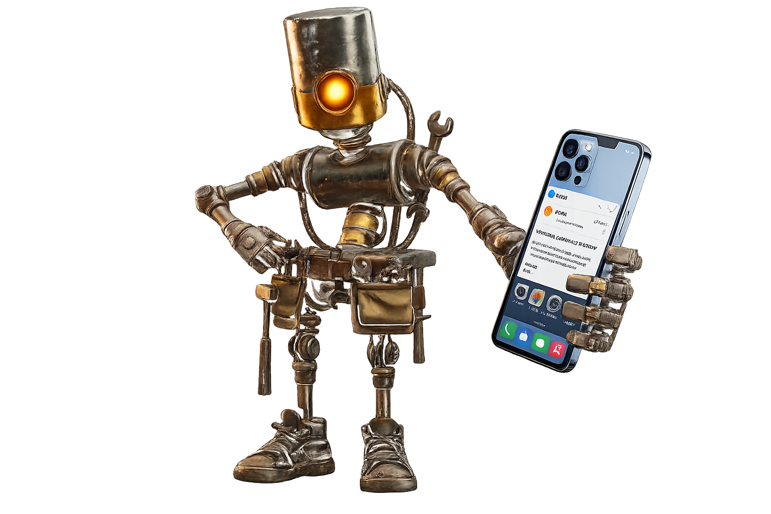 Robot holding a cell phone